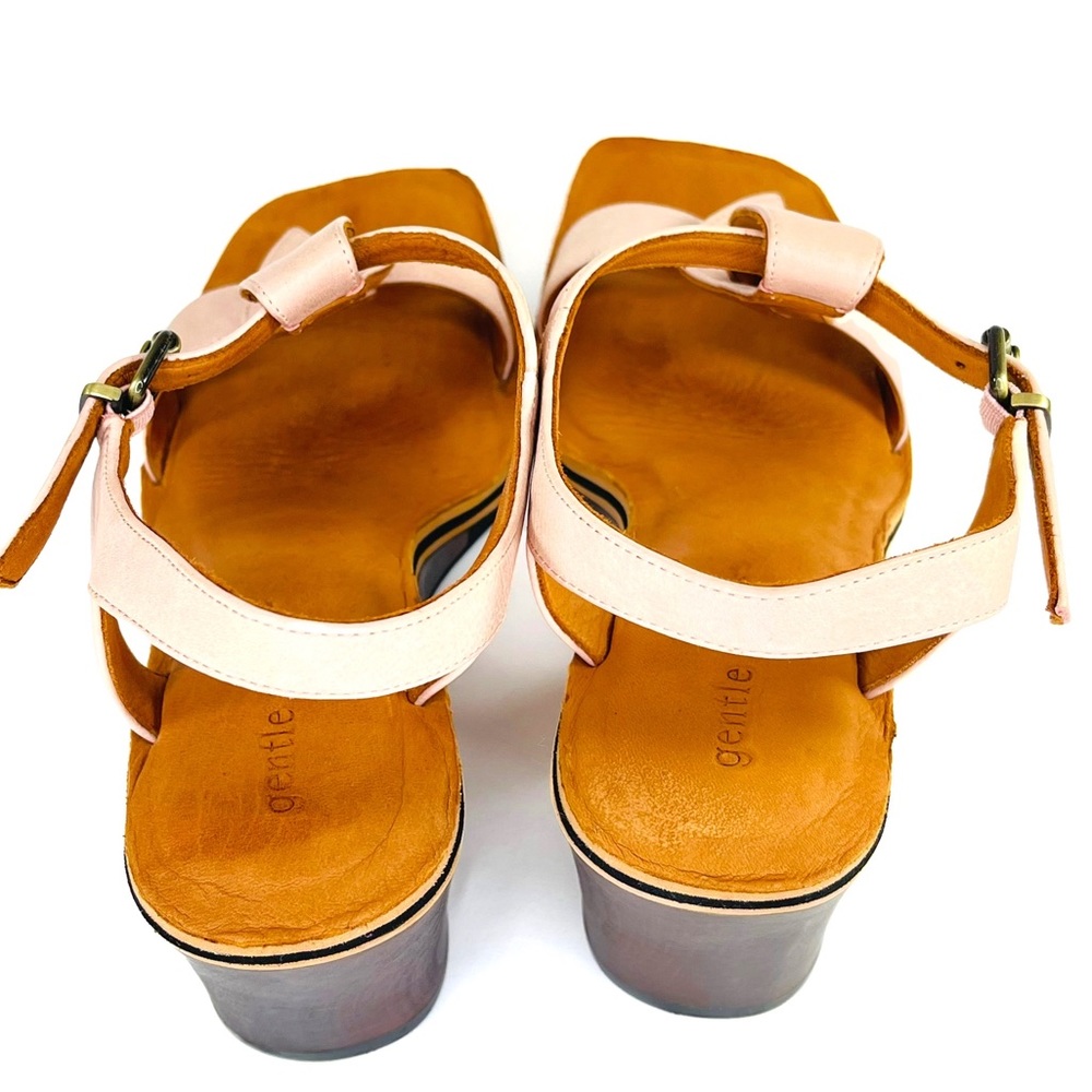 Gentle Souls Pine Heart Blush Pink Leather Wedge Sandals Size 10 - Picture 5 of 7